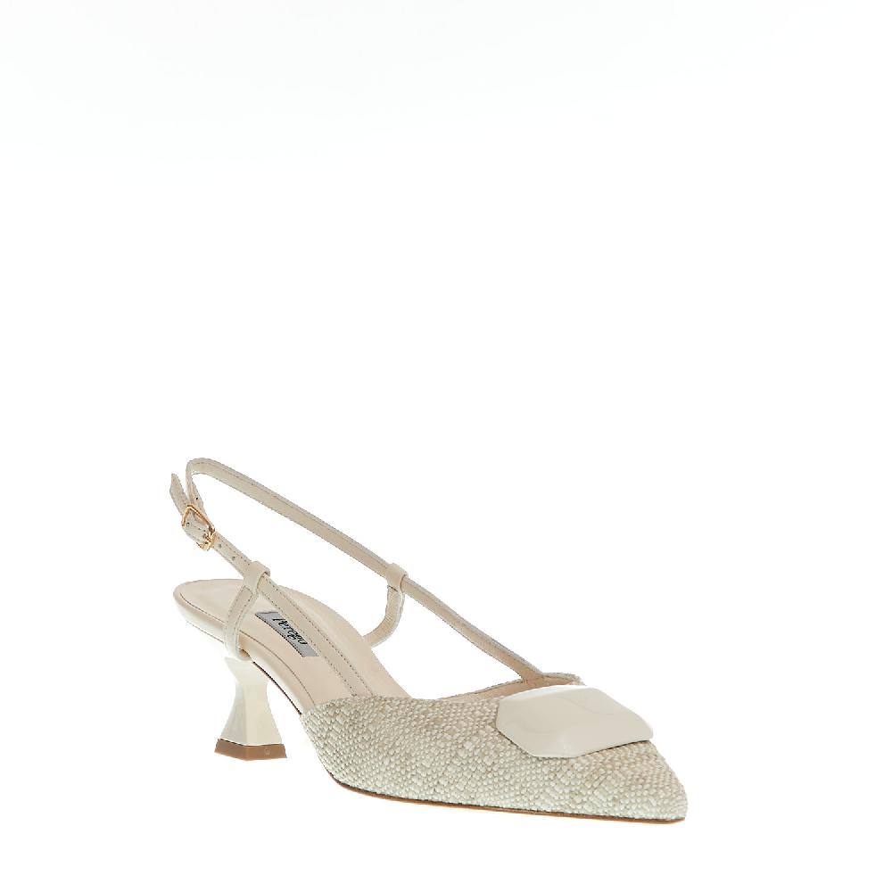 Sorelle Perego slingback tessuto beige tacco 55 mm Trasporto libero internazionale