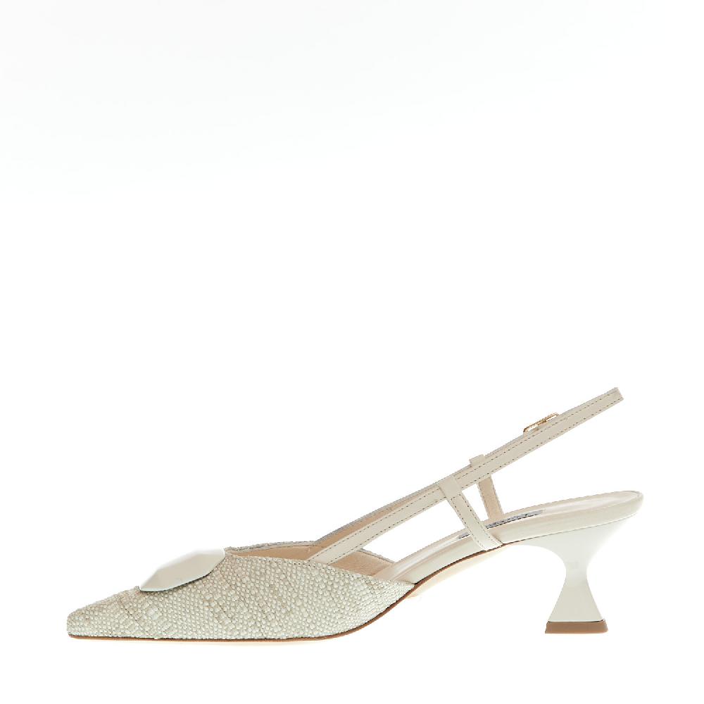 Sorelle Perego slingback tessuto beige tacco 55 mm Trasporto libero internazionale