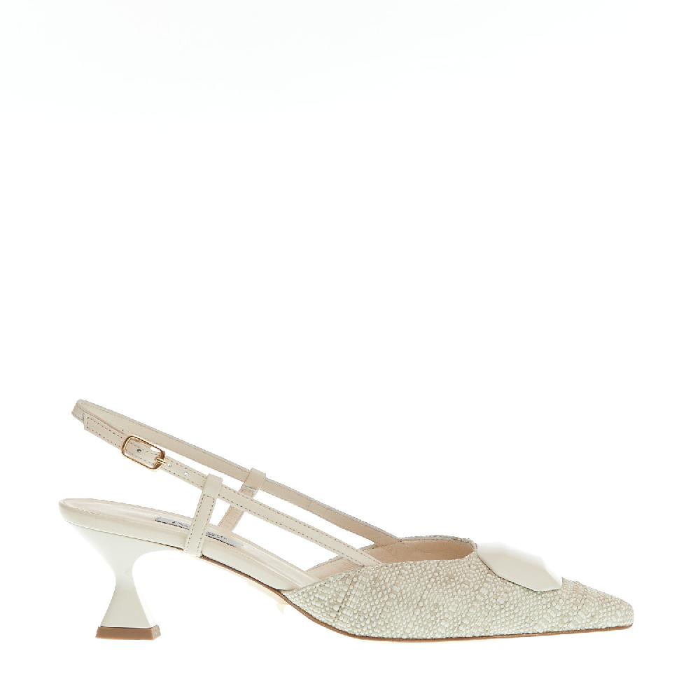 Sorelle Perego slingback tessuto beige tacco 55 mm Trasporto libero internazionale
