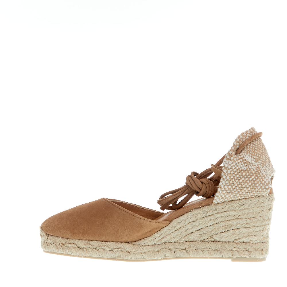 Sorelle Perego Espadrillas zeppa 70 mm camoscio beige Vendita