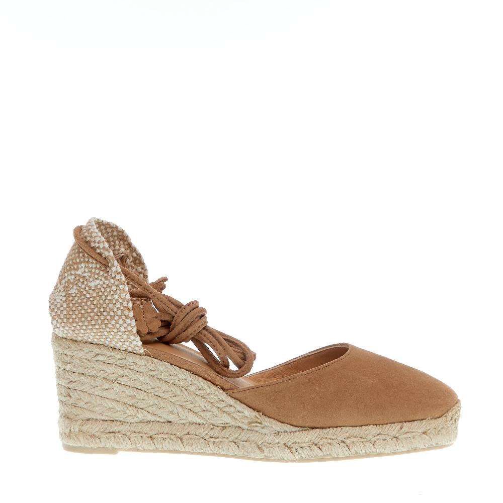 Sorelle Perego Espadrillas zeppa 70 mm camoscio beige Vendita