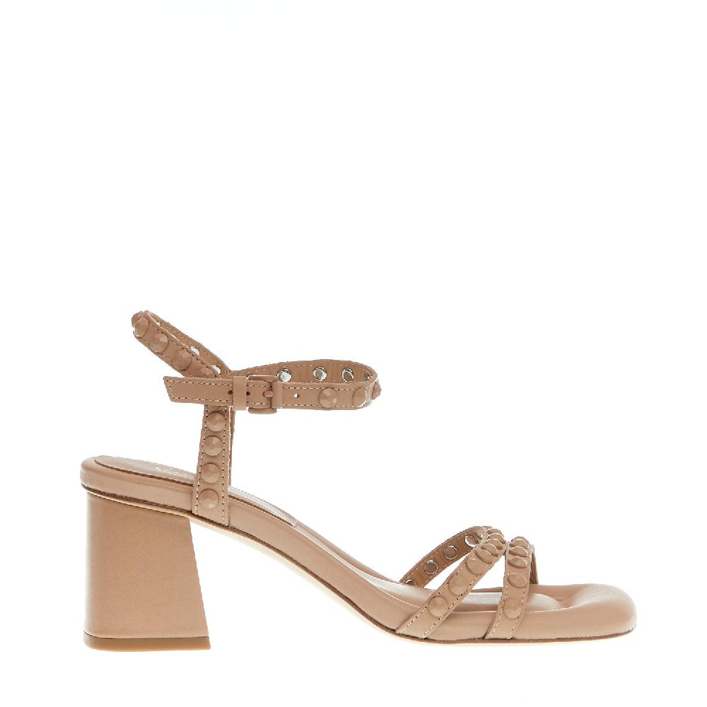 Sorelle Perego sandalo tacco 60 mm borchie nude Promozione