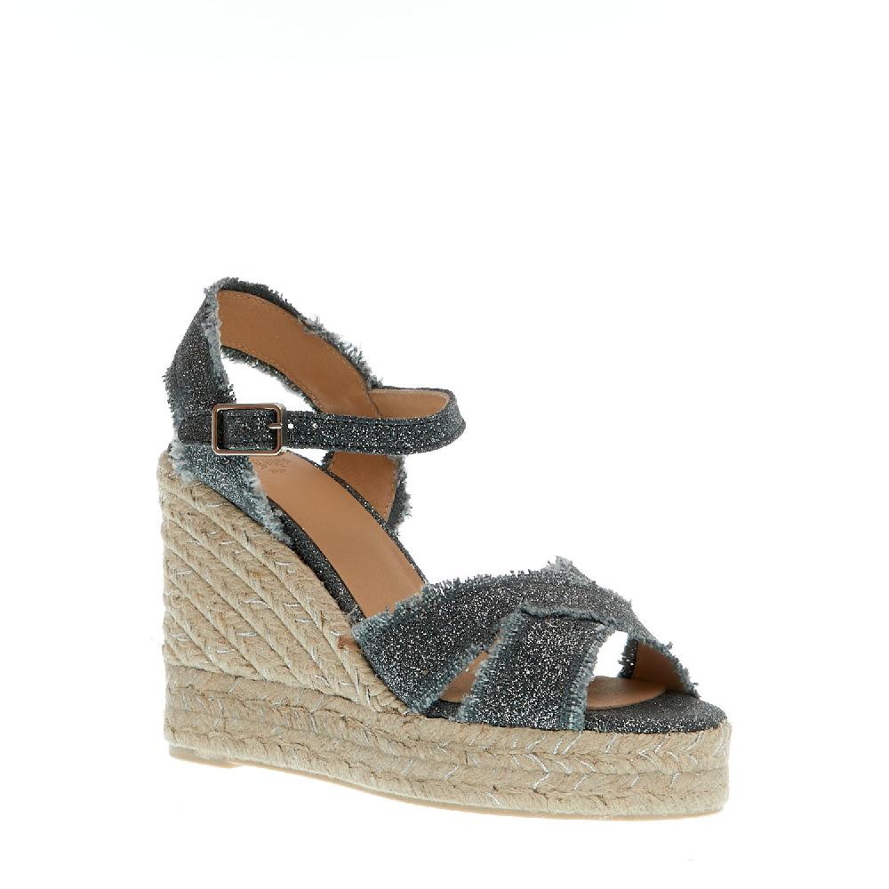 Sorelle Perego Espadrillas zeppa 110 mm incrocio tessuto grigio Acquista Ora