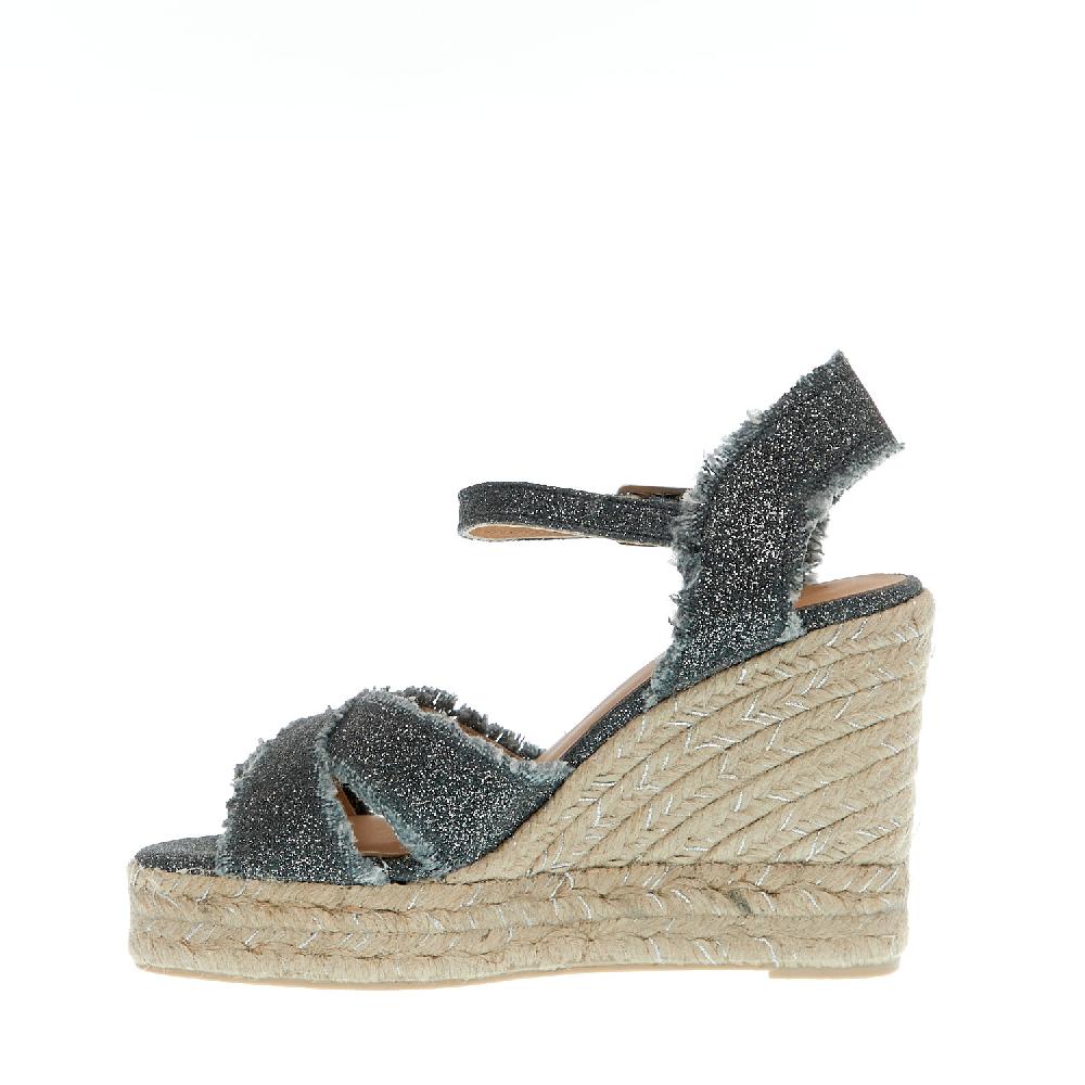 Sorelle Perego Espadrillas zeppa 110 mm incrocio tessuto grigio Acquista Ora