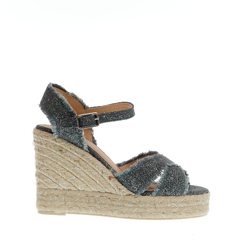 Sorelle Perego Espadrillas zeppa 110 mm incrocio tessuto grigio Acquista Ora