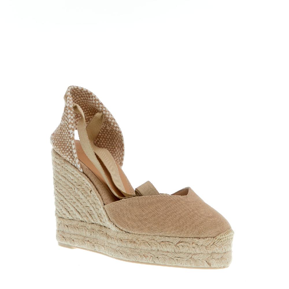 Sorelle Perego Espadrilla zeppa 110 mm tessuto beige Consegna Veloce