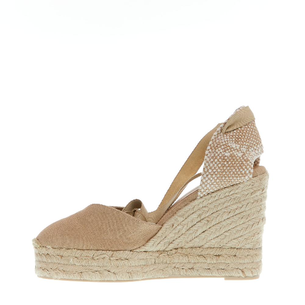 Sorelle Perego Espadrilla zeppa 110 mm tessuto beige Consegna Veloce
