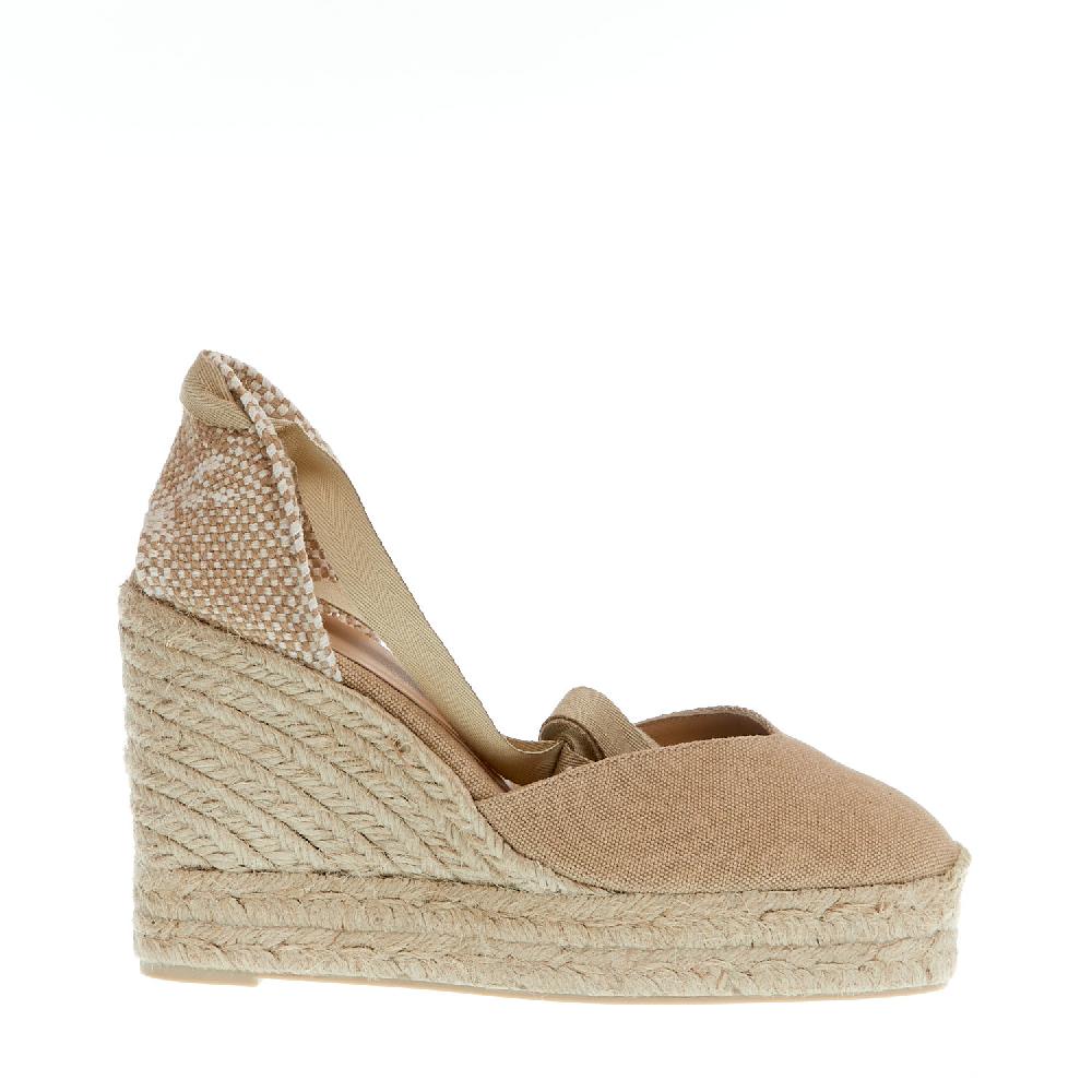Sorelle Perego Espadrilla zeppa 110 mm tessuto beige Consegna Veloce