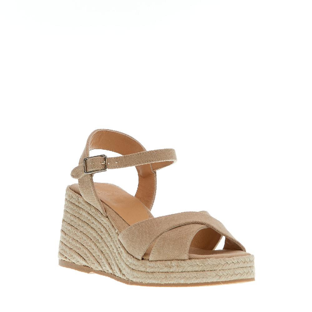 Sorelle Perego Espadrilla zeppa 80 mm incrocio tessuto beige Shopping Online