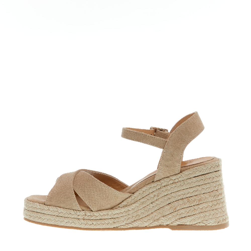 Sorelle Perego Espadrilla zeppa 80 mm incrocio tessuto beige Shopping Online