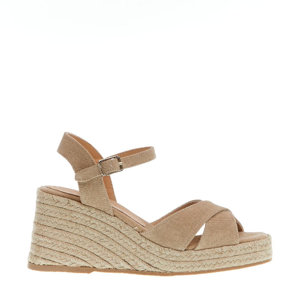 Sorelle Perego Espadrilla zeppa 80 mm incrocio tessuto beige Shopping Online