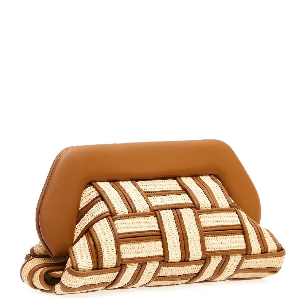 Sorelle Perego Clutch grande rafia cuoio e caramello Outlet