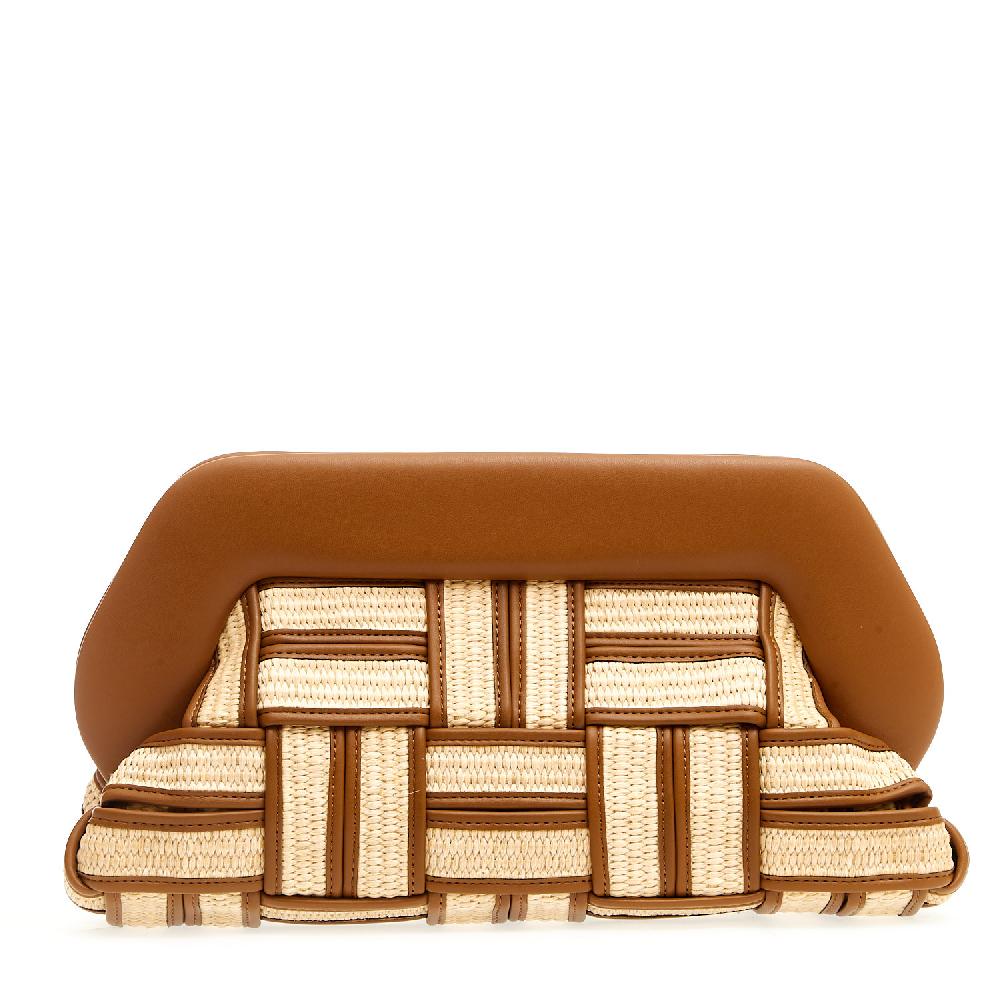 Sorelle Perego Clutch grande rafia cuoio e caramello Outlet