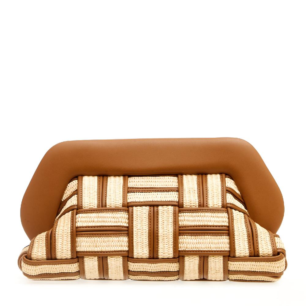 Sorelle Perego Clutch grande rafia cuoio e caramello Outlet
