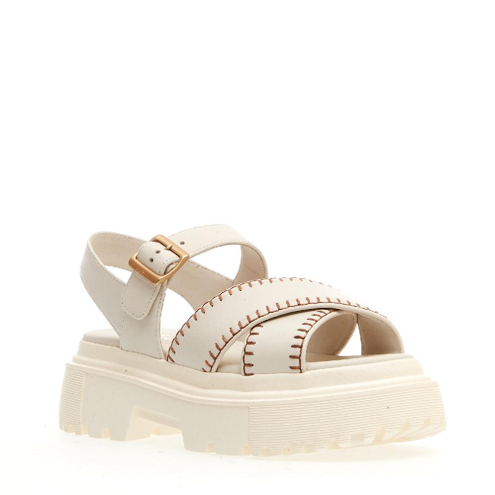 Sorelle Perego sandalo h644 carroarmato in pelle bianco impunturato Offerta Pasqua