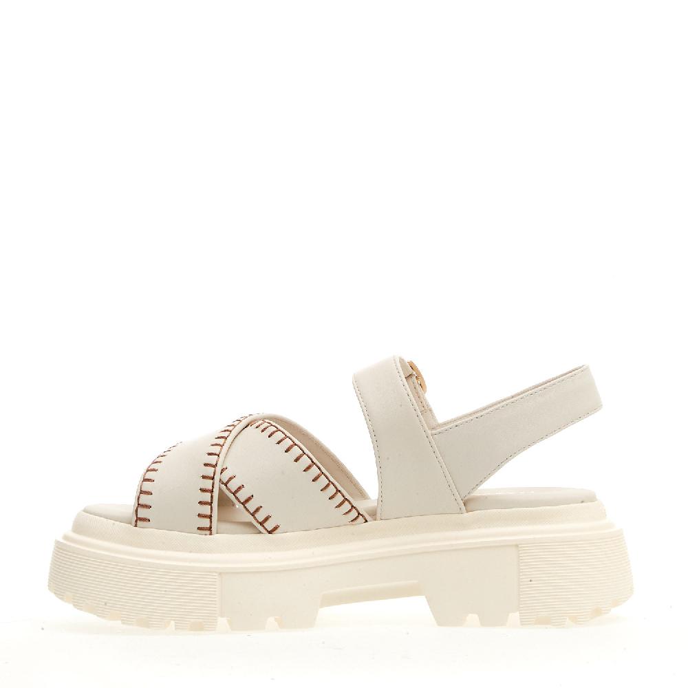 Sorelle Perego sandalo h644 carroarmato in pelle bianco impunturato Offerta Pasqua