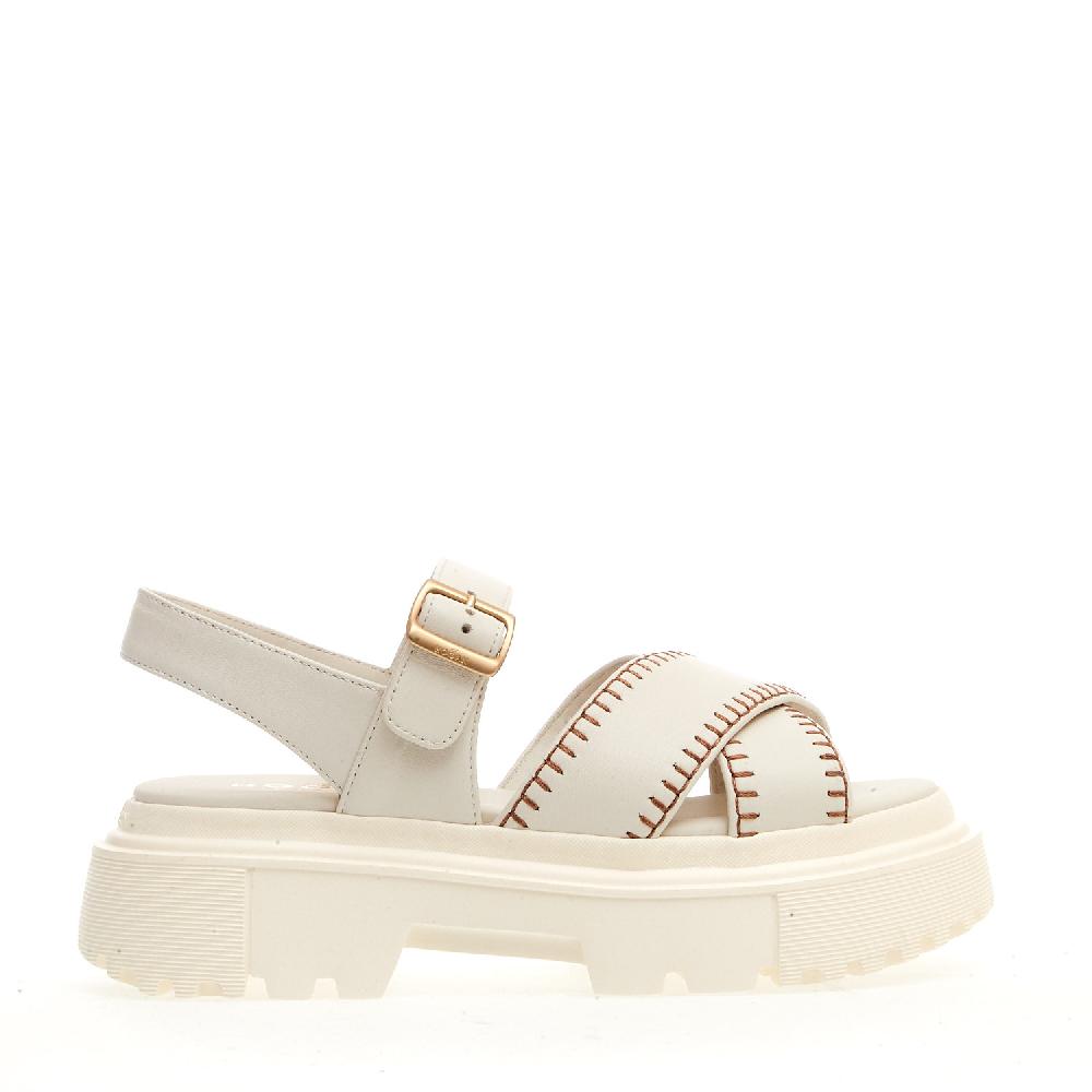 Sorelle Perego sandalo h644 carroarmato in pelle bianco impunturato Offerta Pasqua