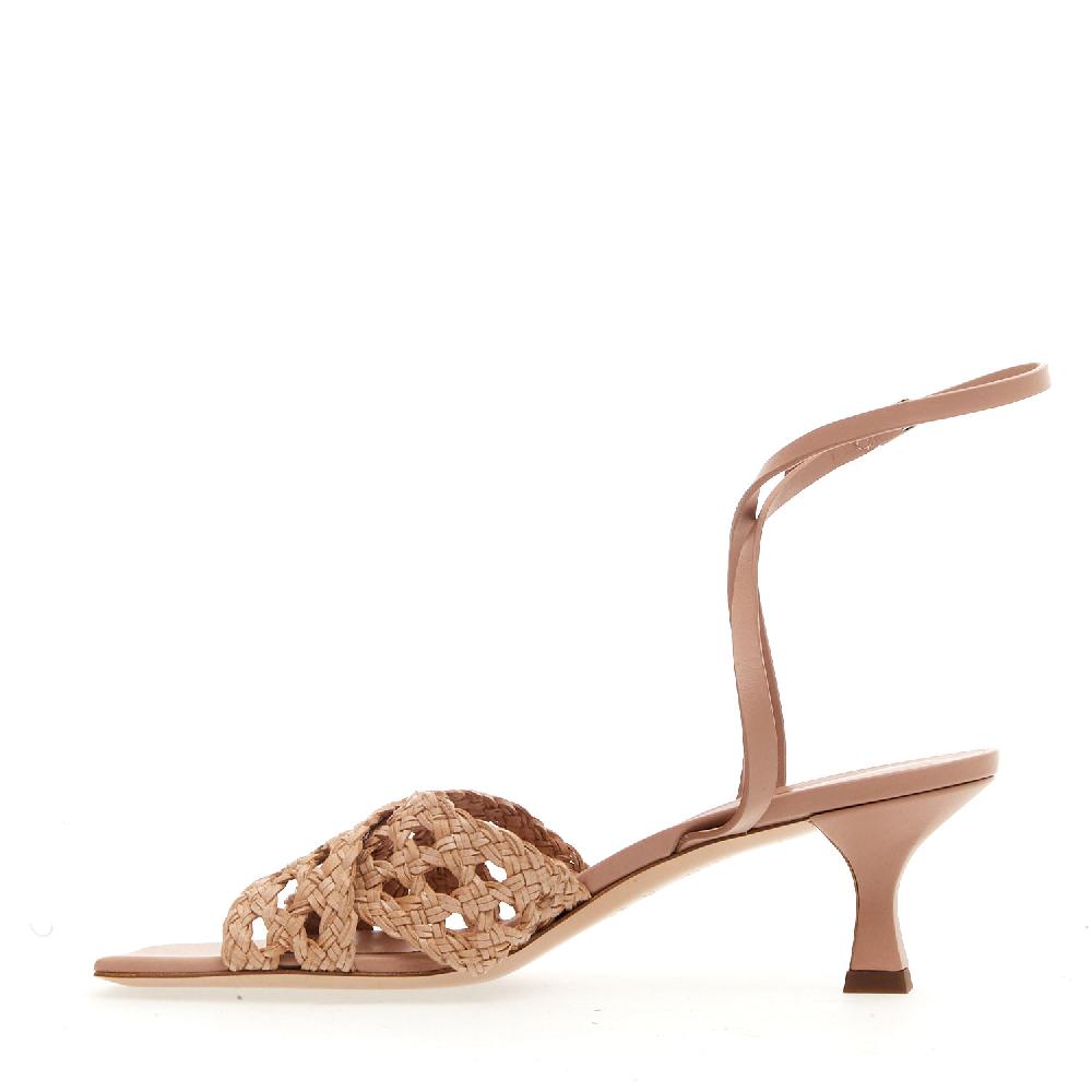 Sorelle Perego sandalo pelle intrecciata nude tacco 50 mm Offerta Anniversario