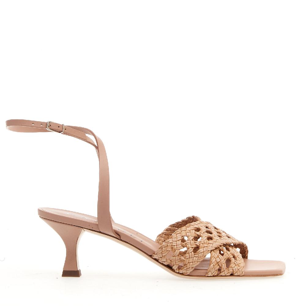 Sorelle Perego sandalo pelle intrecciata nude tacco 50 mm Offerta Anniversario