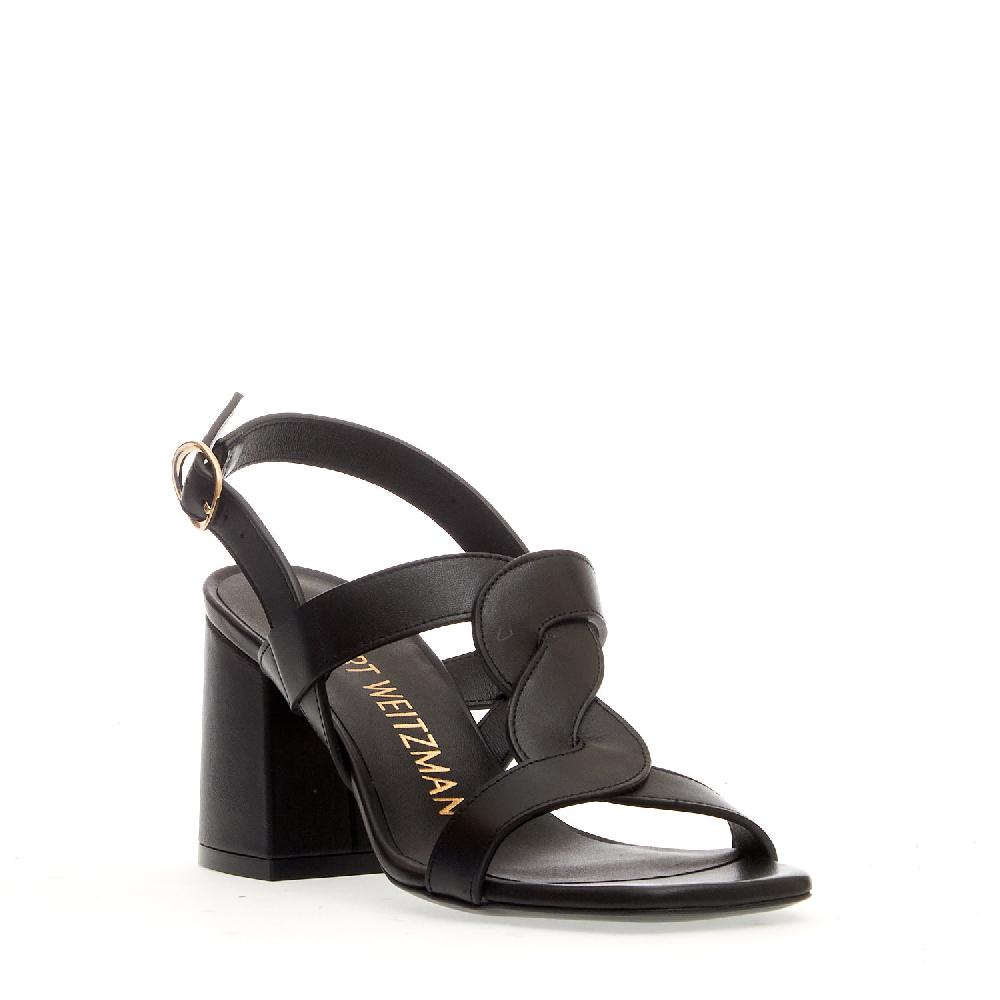 Sorelle Perego sandalo pelle nero treccia tacco 75 mm Smaltimento dello stoccaggio