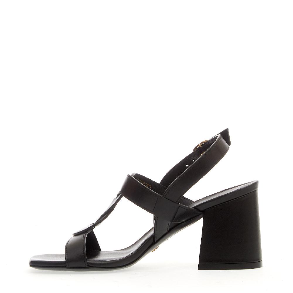 Sorelle Perego sandalo pelle nero treccia tacco 75 mm Smaltimento dello stoccaggio