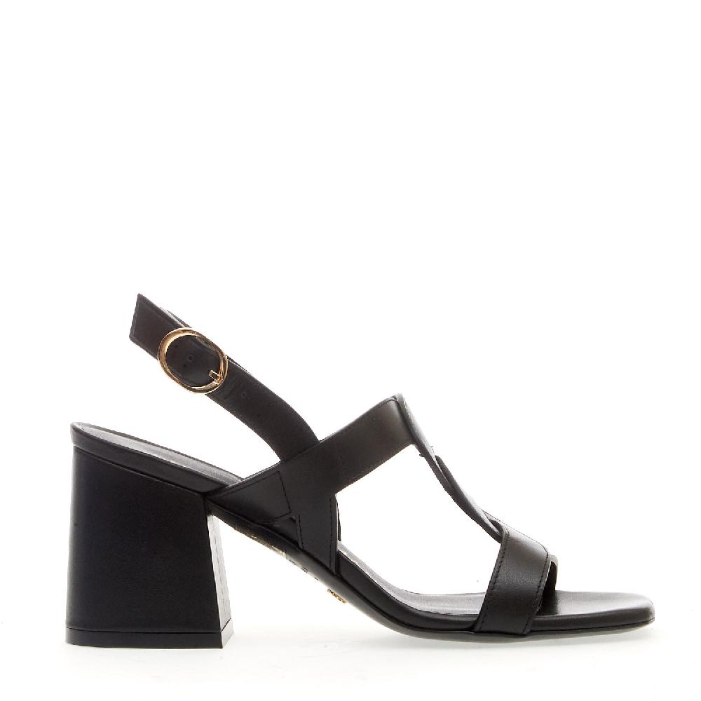 Sorelle Perego sandalo pelle nero treccia tacco 75 mm Smaltimento dello stoccaggio