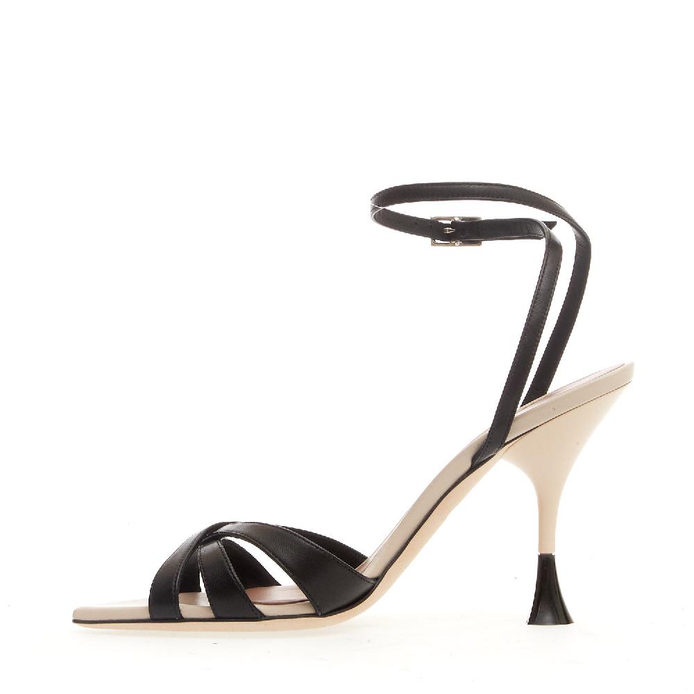 Sorelle Perego sandalo tacco 100 mm biege e nero Online Outlet