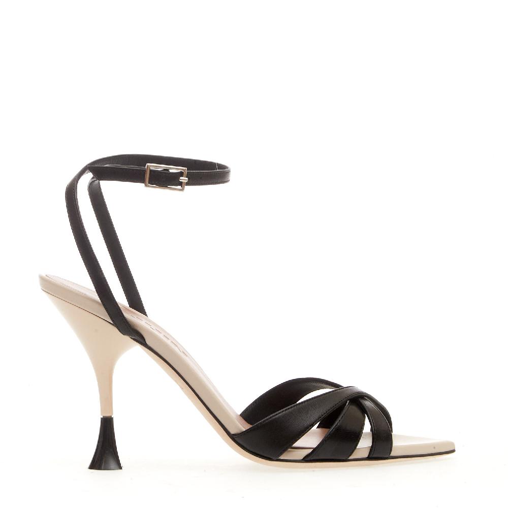 Sorelle Perego sandalo tacco 100 mm biege e nero Online Outlet