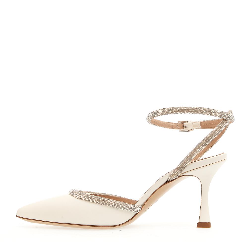 Sorelle Perego slingback pelle avorio strass 75 mm Offerte speciali