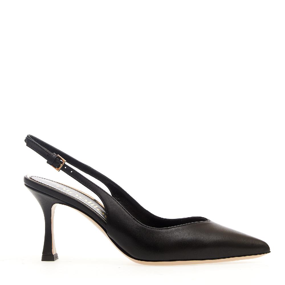 Sorelle Perego slingback pelle nera tacco 75 mm Sconti VIP