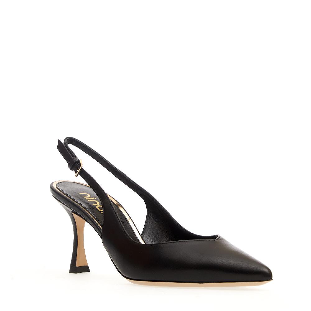 Sorelle Perego slingback pelle nera tacco 75 mm Sconti VIP