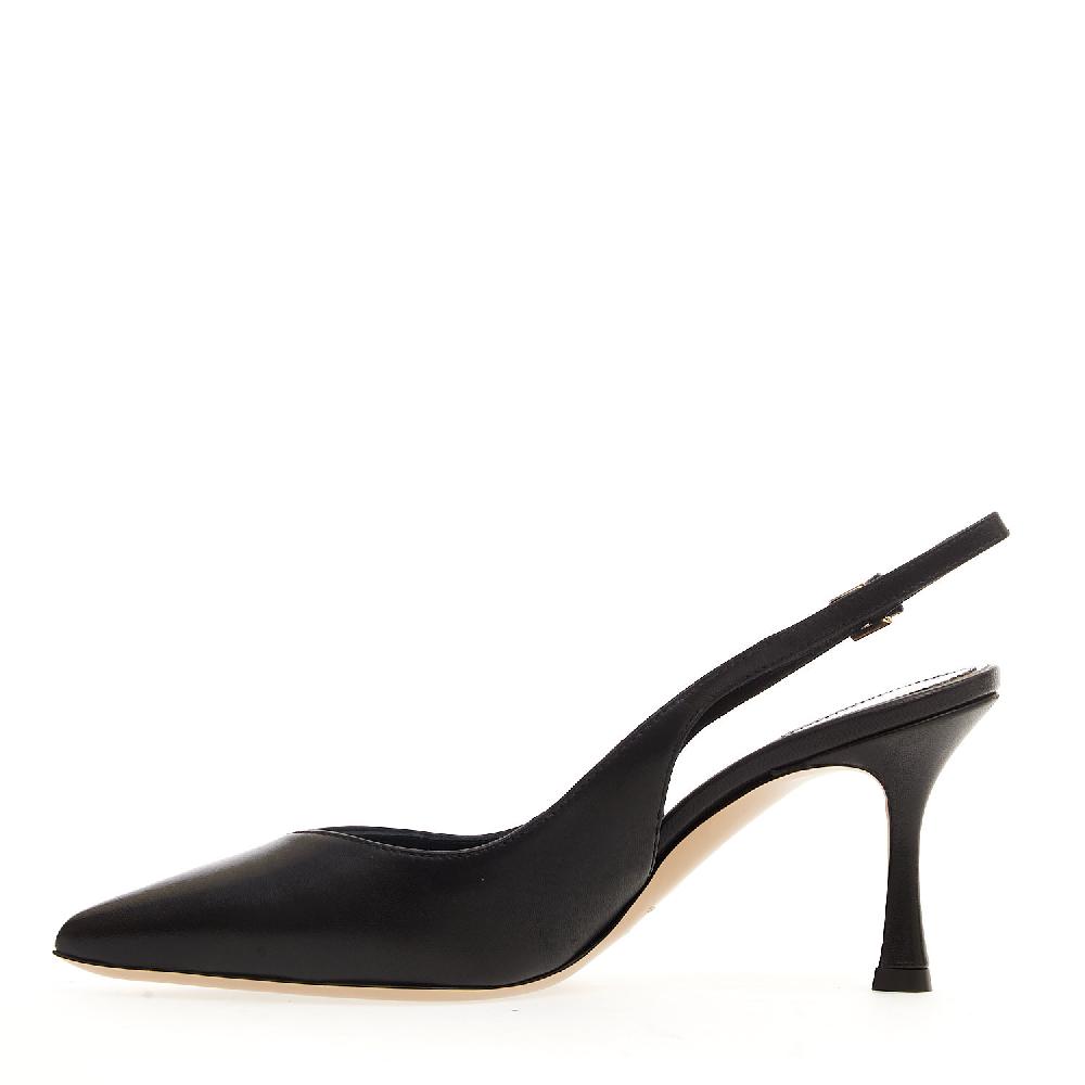 Sorelle Perego slingback pelle nera tacco 75 mm Sconti VIP