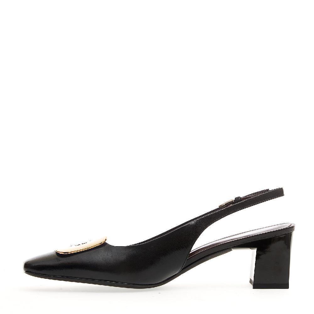 Sorelle Perego Slingbask pelle nera fibbia Ritorno libero