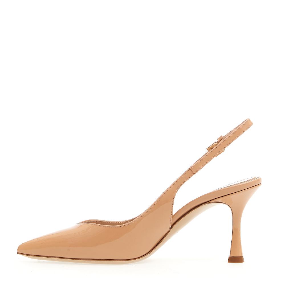 Sorelle Perego slingback vernice nude tacco 75 mm Rilascio limitato