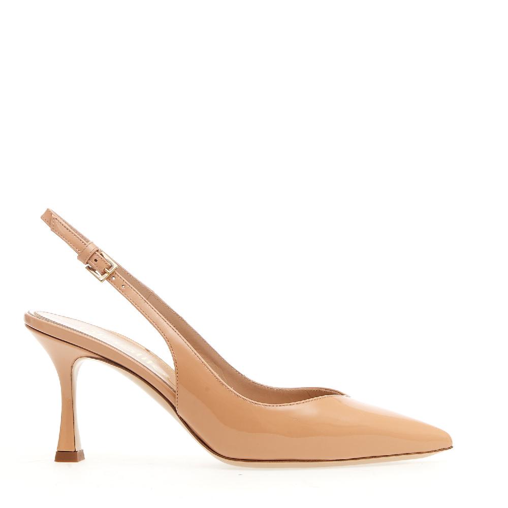Sorelle Perego slingback vernice nude tacco 75 mm Rilascio limitato