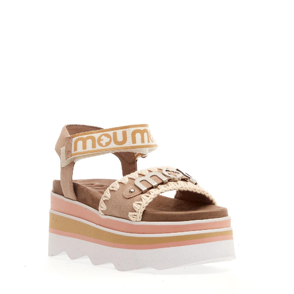 Sorelle Perego zeppa camoscio beige rosa cinturino Fino al 55% di sconto