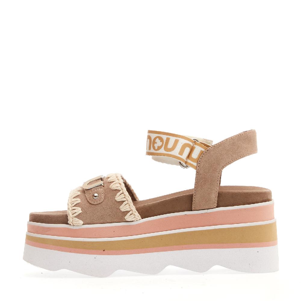 Sorelle Perego zeppa camoscio beige rosa cinturino Fino al 55% di sconto