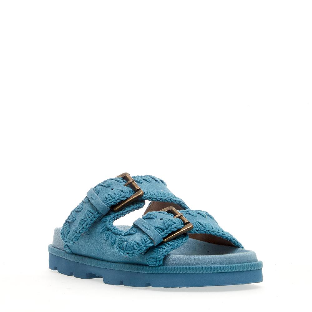 Sorelle Perego zeppa due fasce camoscio jeans Solo un giorno rimasto