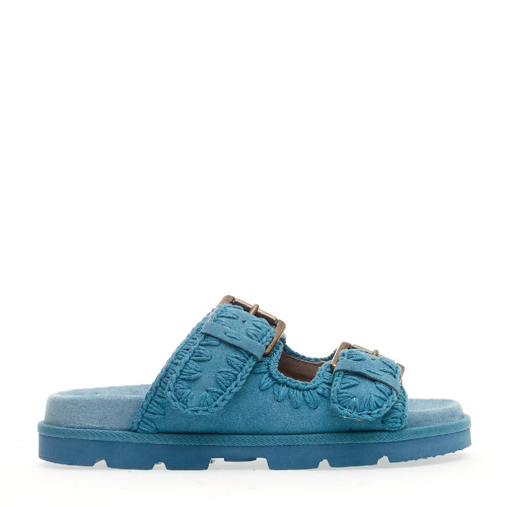 Sorelle Perego zeppa due fasce camoscio jeans Solo un giorno rimasto