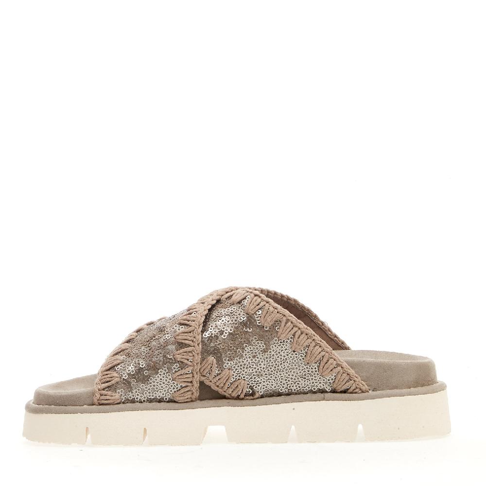 Sorelle Perego zeppa incrocio paiettes gunmetal Super sconto