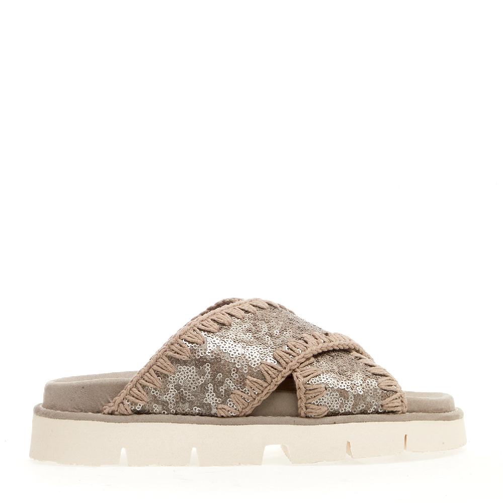 Sorelle Perego zeppa incrocio paiettes gunmetal Super sconto