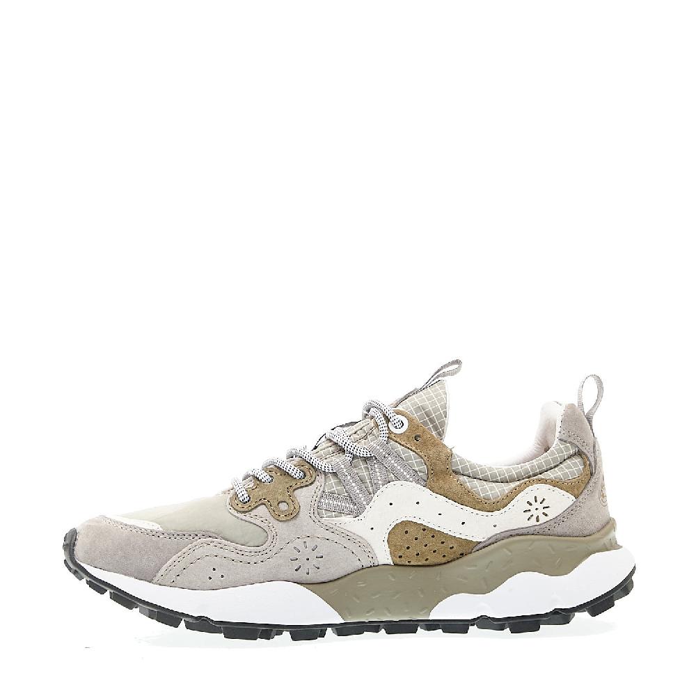Sorelle Perego sneakers tessuto grigio camoscio grigio e verde In vendita
