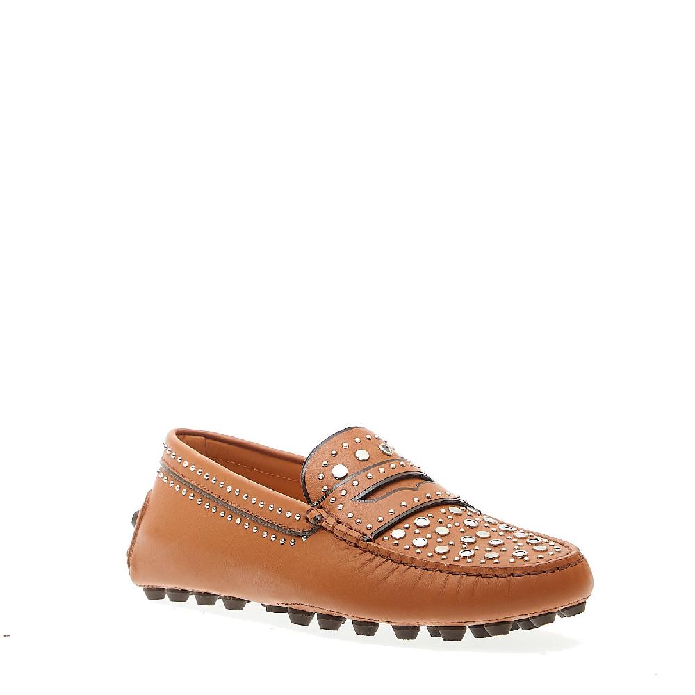 Sorelle Perego mocassino in pelle cuoio con borchie Convenienza