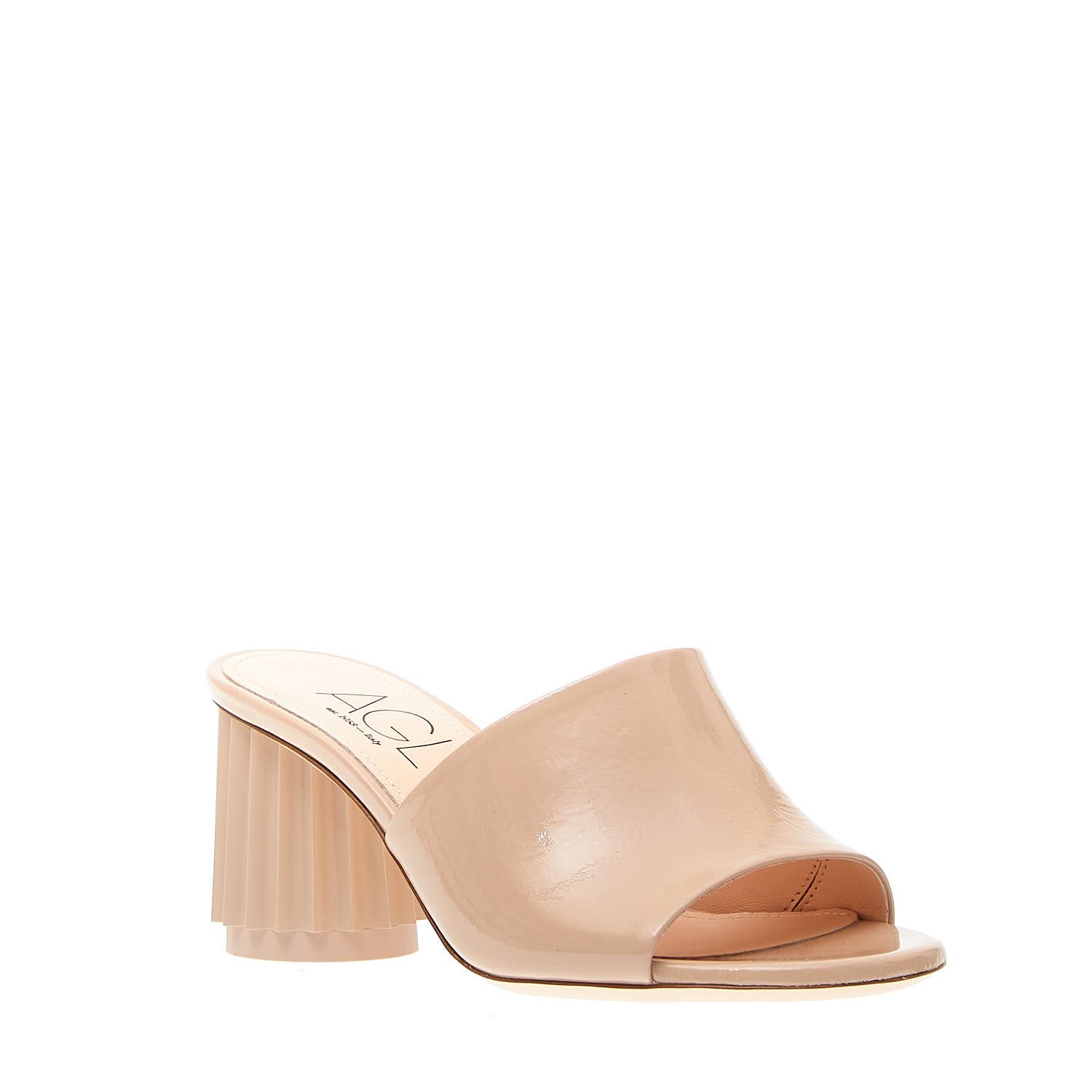 Sorelle Perego ciabatta vernice beige tacco 70mm rigato Spedizione gratuita