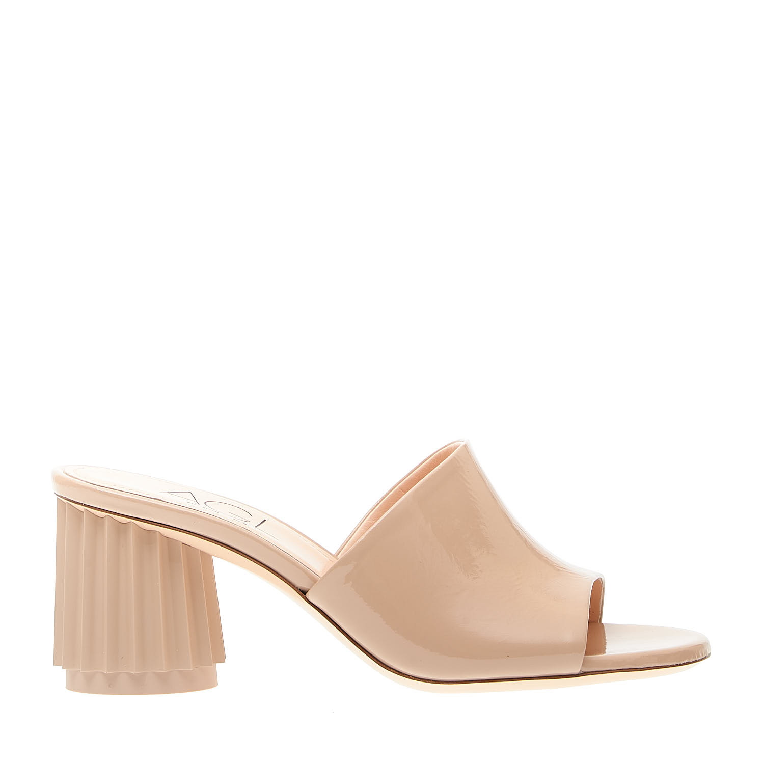 Sorelle Perego ciabatta vernice beige tacco 70mm rigato Spedizione gratuita