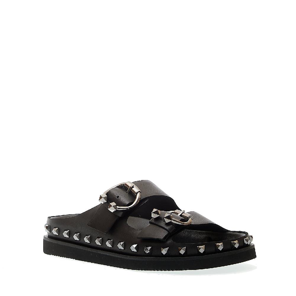 Sorelle Perego ciabatta nera borchie Fornitura limitata