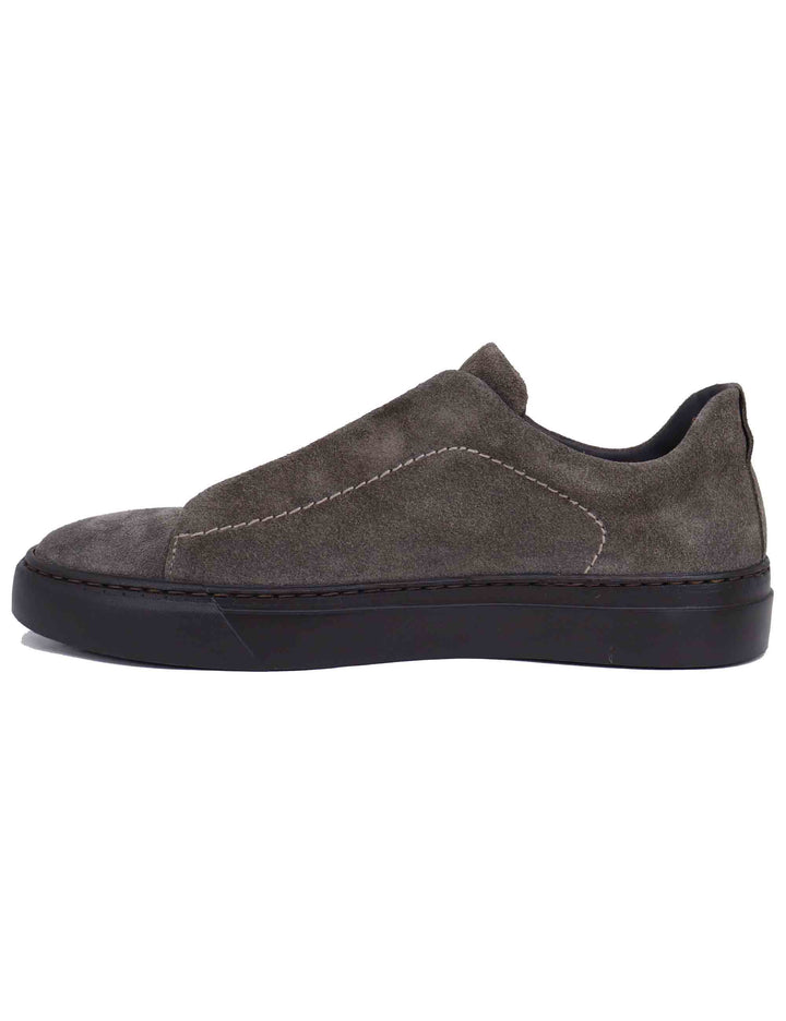 Spatarella Sneakers uomo in camoscio grigio con elastici Sconti questo mese