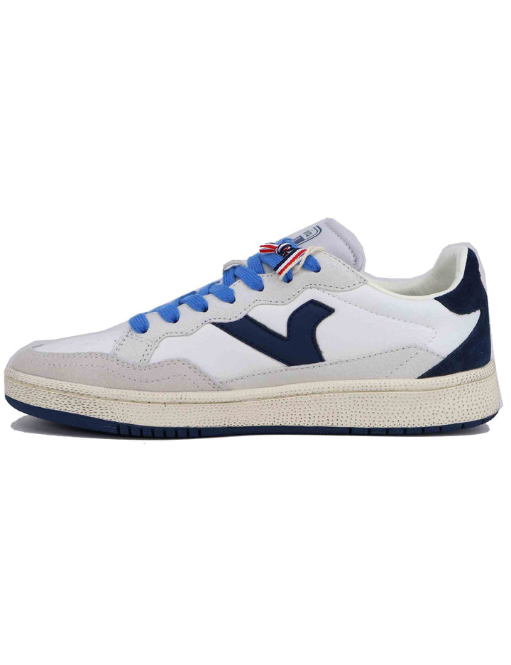 Spatarella Sneakers uomo in pelle bianca con riporti blu Offerte