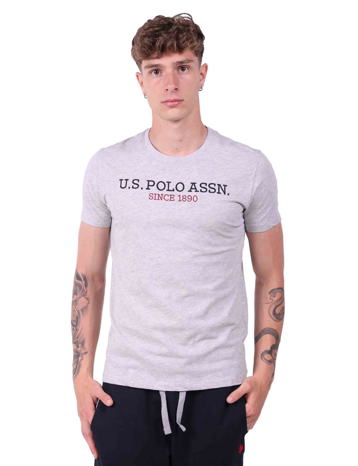 Spatarella T-Shirt uomo in cotone grigio con stampa