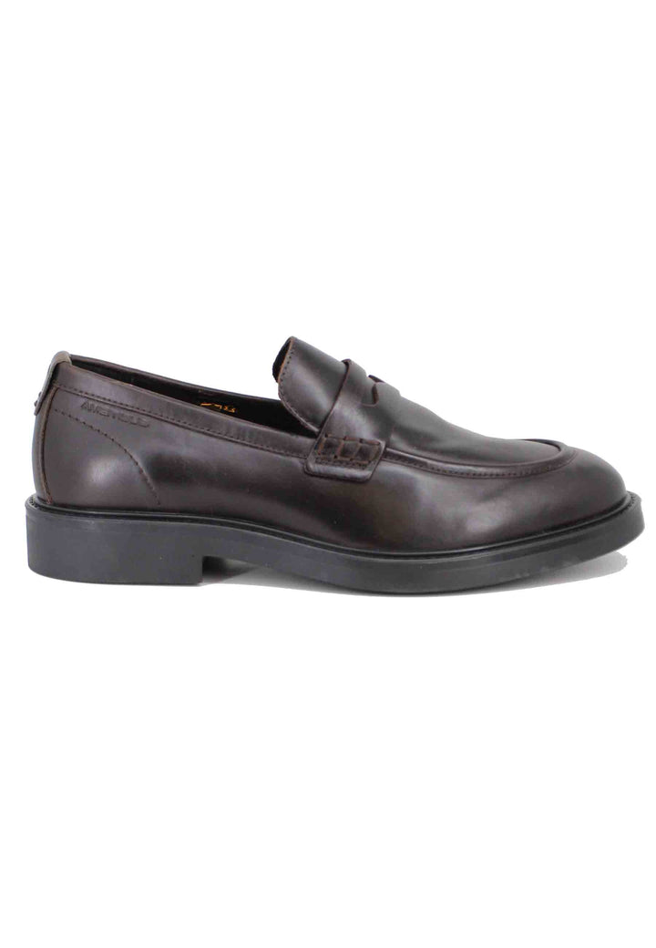 Spatarella Mocassini uomo in pelle marrone con suola in gomma